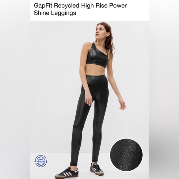 NWOT GapFit Recycled High Rise Power Shine Leggings sz Large Petite Go-Dry - Picture 2 of 15